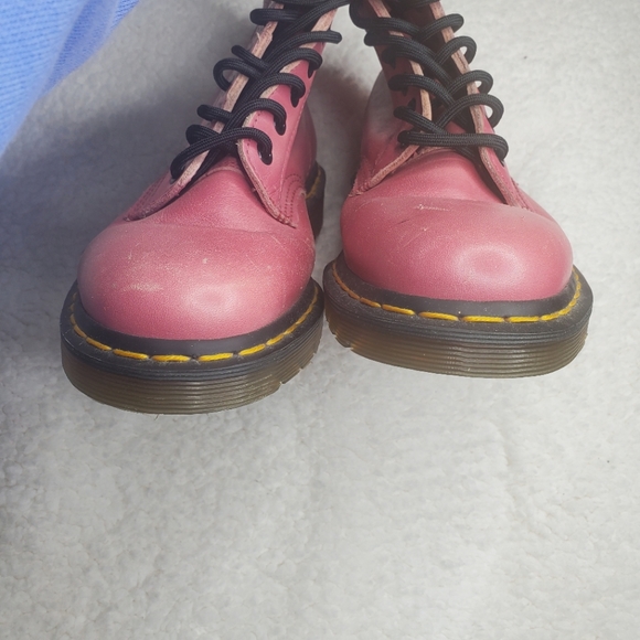 Dr. Martens 1460 Pink Leather Lace Up Chunky Ankle Boots - Picture 5 of 15